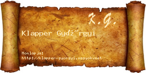 Klapper Györgyi névjegykártya